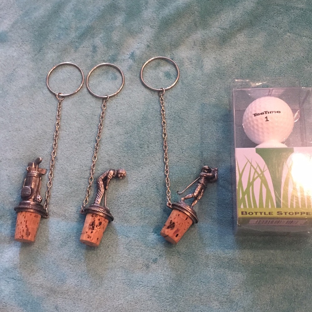 Golf theme wine bottle stoppers (four)
